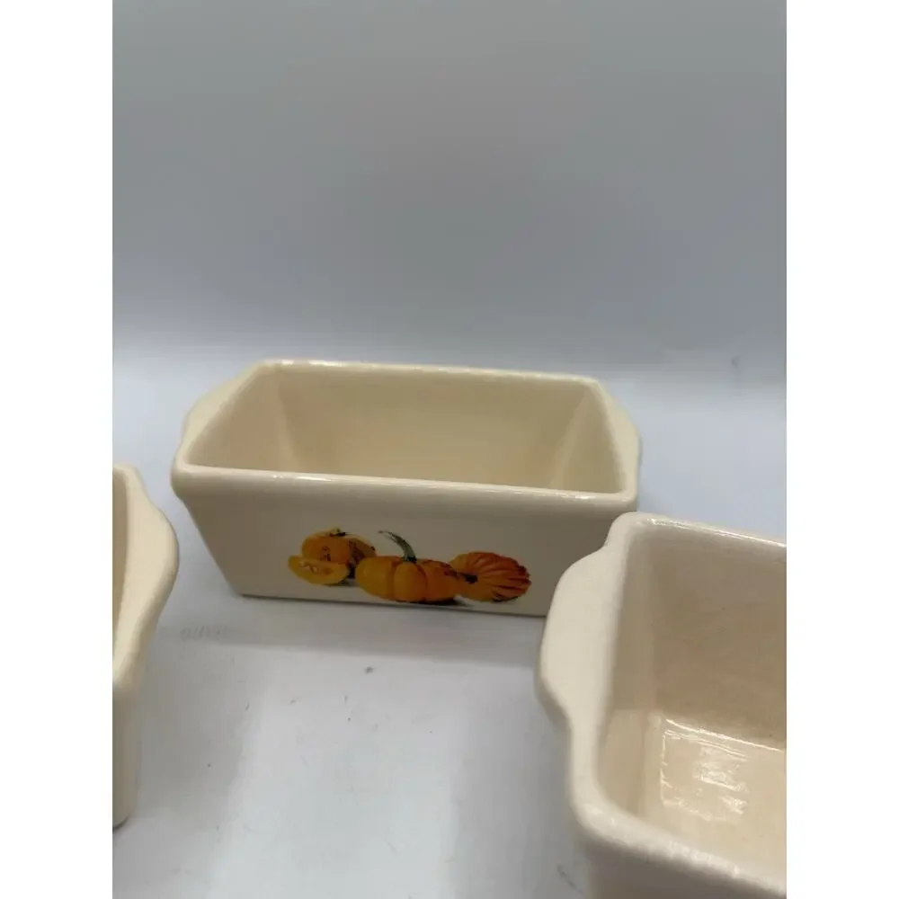 Mini Ceramic Loaf Pans Set of 3 Pumpkin Christmas Wreath Fall Holiday 6.5”
